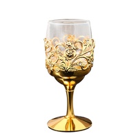 Ensemble de 6 verres à vin rouge en fer forgé de style européen classique, avec logo personnalisé changeant de couleur, idéal pour un cadeau de mariage