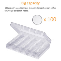 100 pièces/lot de capsules porte-monnaies de 30 mm, boîte ronde en plastique pour collection de pièces de monnaie, boîte de rangement pour protéger les pièces