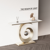 Table console en marbre de luxe léger, design moderne pour villa, salon, meubles de maison, à poser contre le mur