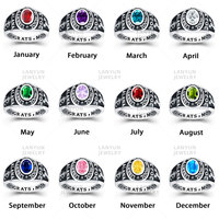 Bagues de classe personnalisées pour femmes Logo Design 925 Silver Brass University High School Graduation Gemstone Ring for Souvenirs Gift