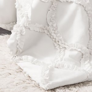 Shabby Bộ Chăn Ga Gối Có Họa Tiết Nhún Bèo Sang Trọng Cỡ King, Màu Trắng, 3 Chiếc - Product Image 4