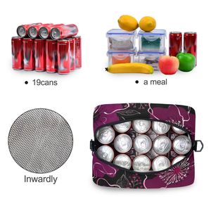Modern Fashion Purple Floral Insulated Shoulder <b>Cooler</b> Tote Bag Picnic Wine Bottle With Zipper Closure <b>for</b> Picnic Food Storage - Product Image 4