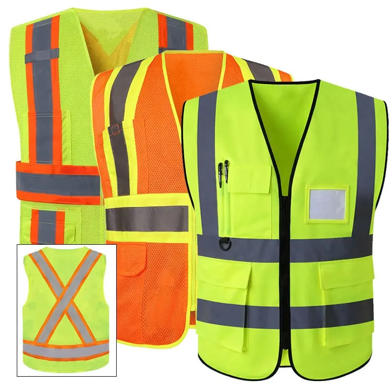 Factory Price Reflective Vest Night Hi Vis Yellow Security Work Safety Workwear Traffic Construction Engineer Reflector Vest