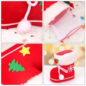 Sac cadeau de Noël 2025 en forme de botte, décoration festive, bottes rouges en tissu tissé du Père Noël pour enfants - Product Image 5