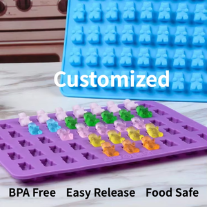 بيع بالجملة 50 تجويف دمية دب مع قطارة الغذاء الصف الشوكولاته سيليكون قالب الخبز للأطفال أدوات المطبخ - Product Image 1