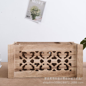 Cesta de almacenamiento de madera con diseño rectangular hueco, caja ecológica para organización y exhibición en el hogar - Product Image 4