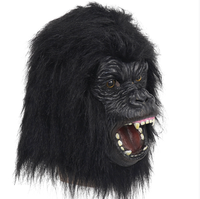 Masque d'animal en latex pour visage complet, accessoire de costume d'Halloween singe singe diamant noir, simulation amusante, écologique, pour les fêtes
