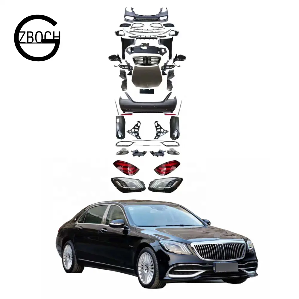 Body kits For Mercedes Benz W221 S600 S500 S350 upgrade W222 Maybach Grille Hood Fender lights Front Rear car bumper car mirror