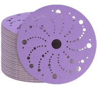 40 Grit 6 Inch Multi-Hole Purple Ceramic Ponçage Disc Dust-Free Auto Metal Wood Hook Loop 36 PCS Abrasive Disc Type