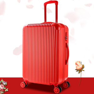 Red <b>Suitcase</b> Wedding Dowry Luggage 24 Inch ABS Material Zipper Closure Silent <b>Wheels</b> Travel Case For Bride - Product Image 2