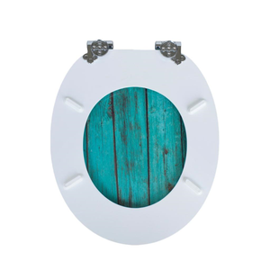 Siège de toilette <span class=keywords><strong>vintage</strong></span> en MDF imitation bois, couvercle de toilette imprimé turquoise, siège de toilette à fermeture lente avec noyau en bois pour la maison - Product Image 5
