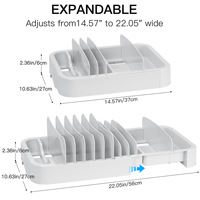 Porte-couvercle en plastique réglable à double niveau Armoires de cuisine sur pied Tiroirs Organisateur de rangement facile pour aliments et outils de nettoyage