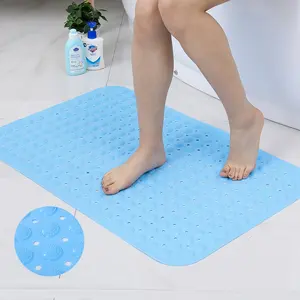 Wholesale eco friendly TPE non slip bath mat floor mat with drain hole and suction cup