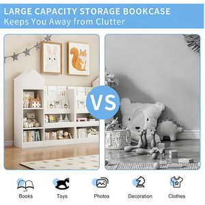 <span class=keywords><strong>Meuble</strong></span> de <span class=keywords><strong>rangement</strong></span> robuste pour livres et jouets d'enfants avec étagères ouvertes et paniers, finition sécurisée pour chambre, salle de jeux et crèche - Product Image 4