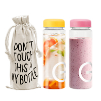 Bouteille d'eau Tritan à large ouverture personnalisée transparente de 350 ml et 500 ml, bouteille de sport pour jus et boissons avec couvercle en plastique