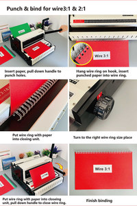 Nanboエルクトロニックパンチとバインディングマシンワイヤー3:1ワイヤー2:1 2-in-1バインディングマシンWW2018コーム + ワイヤーバインディングマシン - Product Image 3