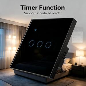 Interruptor de Luz Táctil Inteligente Tuya Zigbee 10A para la UE, de Vidrio Templado Negro, Monopolar, Control Remoto por App, Temporizador, Control por Voz, 400W/Gang - Product Image 3
