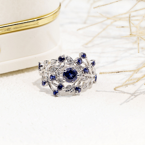 Joyería Messi MSR-1793 Anillo de diamantes azules de oro de 14 quilates para mujer - Product Image 1