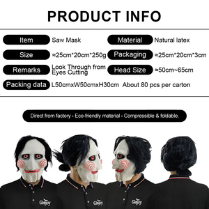 Máscara de látex de cabeza completa de Jigsaw de <span class=keywords><strong>Horror</strong></span> <span class=keywords><strong>Saw</strong></span> para Halloween, fiestas de disfraces, juegos de rol, accesorios de mascarada, venta al por mayor, personalizable - Product Image 2