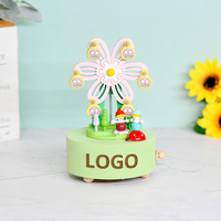 Boîte à musique Grande Roue verte en bois de hêtre rotative avec ressort floral, directement de l'usine, cadeau pour parc d'attractions, vente en gros