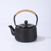Bouilloire en fonte de style Ding, petite théière en fonte non revêtue, service à thé pour faire bouillir l'eau et infuser le thé, modèle brut 1-A-1500, luxe léger rétro