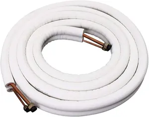 10 Ft.1/4" & 1/2" O.D. Twin Copper Pipes, 3/8" Thickened PE Insulated Coil Copper for Air Conditioner Refrigeration