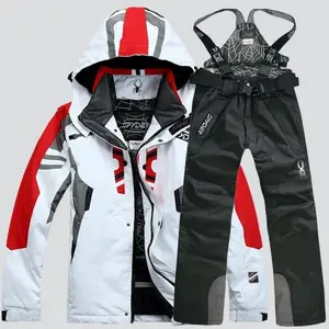 Jaket Ski pria, baju Ski papan salju tahan air tahan angin musim dingin dengan Hoodie