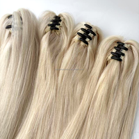 Queue de cheval en extensions de cheveux blond platine européens avec pince à griffes, vente en gros, qualité salon, 100% cheveux humains vierges