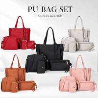 Sac bandoulière 4 pièces, fermeture éclair carrée simple, capacité 2-2,9 L, sacs à main en PU pour femmes, sacs à bandoulière en cuir