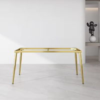 Meubles de salle à manger de style classique moderne Table à manger en marbre rectangle doré avec pieds en fer pour un usage domestique