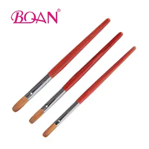 2021 BQAN Professional #2=#24 Red Wood Handle 100% Pure Kolinsky Sable Hair Crimped Oval Nail Acrylic Brush Set