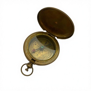 Boussole en laiton à bouton-poussoir, instrument nautique de précision, design en verre, élégante décoration de bureau, cadeau fonctionnel - Product Image 3