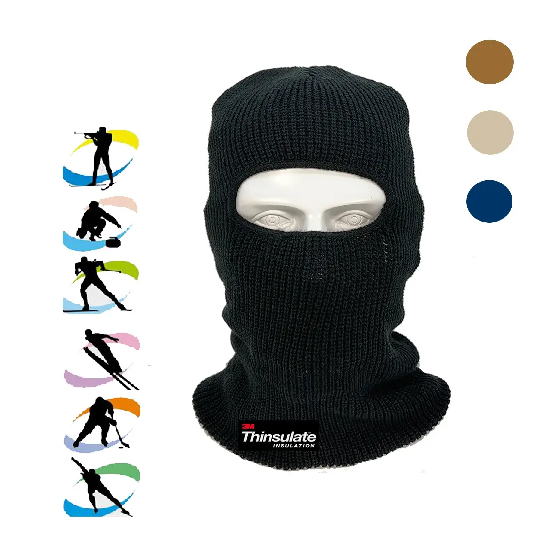 Termal sıcak akrilik nervürlü örme Thinsulatebalaclava açık spor yüz maskesi Unisex kış kayak bisiklet için balaclava