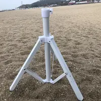 Ovida – parasol de plage en bois, base d'eau en abs, 3 pieds triangulaire, remplissage de sable, base en métal