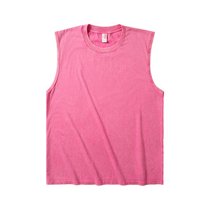 Washed Cotton Men's Tank <b>Top</b> Sleeveless Vest Loose Fit O-Neck Casual Streetwear Workout Tee - Product Image 4