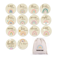 Safari Animaux Nouveau-né Cartes Milestone en bois Cadeau de douche de bébé Disques en bois mensuels Hello World Milestone Grossesse
