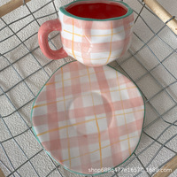 Classique sous glaçure peint à la main porcelaine petit déjeuner lait tasse bleu ciel blanc nuage 250ml tasse à café ensemble usage domestique