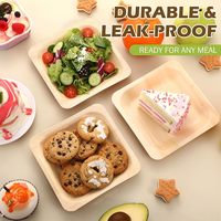 Assiettes jetables carrées en bambou compostables BOFA 7 pouces, compatibles micro-ondes, biodégradables, pour fêtes et dîners