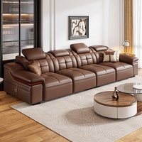 Ensemble de canapés multifonctionnels en cuir véritable de luxe moderne, 1, 2, 6, 7 places, canapé d'angle combiné en cuir, canapé en L de grande taille