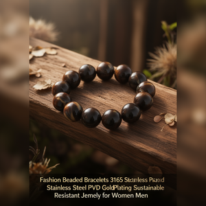 Fashion <b>Beaded</b> <b>Bracelets</b> 316L Stainless Steel PVD Gold Plating Sustainable Resistant Jewelry for Women <b>Men</b> - Product Image 3