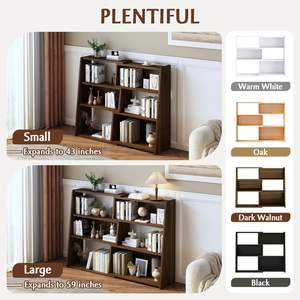 Bibliothèque extensible <span class=keywords><strong>en</strong></span> <span class=keywords><strong>bois</strong></span> moderne à 3 niveaux - <span class=keywords><strong>Étagère</strong></span> de rangement pour salon, idéale pour les petits espaces ou les coins - Product Image 3