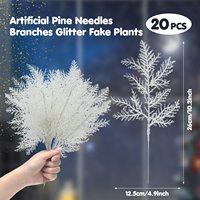 Jarum Pinus Glitter Buatan, Daun Pinus Emas Buatan, Hiasan Ranting untuk Pohon Natal, Karangan Bunga, Dekorasi Pintu Lengkung