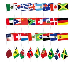 Countries Flags International World Hand Held Waving Flag with Pole for Parades Festival Events Celebration Decor 5.5x8.2 Inch