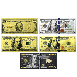 5 <span class=keywords><strong>Billetes</strong></span> Conmemorativos <span class=keywords><strong>de</strong></span> <span class=keywords><strong>100</strong></span> Dólares Estadounidenses en Lámina <span class=keywords><strong>de</strong></span> Oro, 15.5x6.5cm, 4.5g - Product Image 1