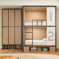 Lit superposé modulaire moderne personnalisé pour dortoir, lit mezzanine en acier pour 4 personnes avec rangement et cloison d'intimité pour hôtel/chambre