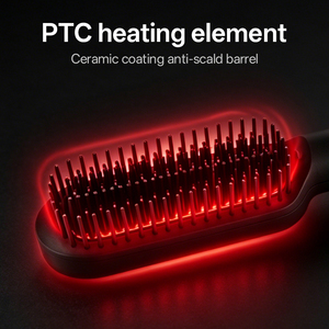 Peigne chauffant <span class=keywords><strong>pour</strong></span> <span class=keywords><strong>cheveux</strong></span> en céramique PTC à tension universelle, chauffage rapide, température réglable, <span class=keywords><strong>brosse</strong></span> lissante ionique <span class=keywords><strong>pour</strong></span> la maison - Product Image 2