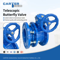 Válvula de Mariposa Telescópica Integrada de Acero Inoxidable 304 con Brida, Neumática, Revestida con EPDM, para Agua Municipal Enterrada, Estándar Personalizado