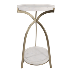 Tavolino da cocktail in marmo con struttura in metallo dorato, tavolino rotondo per soggiorno o camera da letto. - Product Image 5