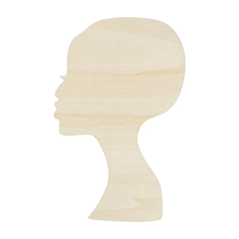 Teste di donna TaiLai sagome a forma di testa corona di legno naturale taglio Laser fai da te in legno artigianato modello Silhouette