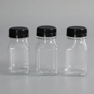 Mini botellas de plástico para jugo de 4oz con tapas, botellas transparentes reutilizables vacías para jugo, batidos, bebidas, nevera